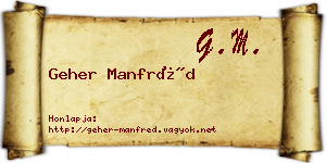 Geher Manfréd névjegykártya